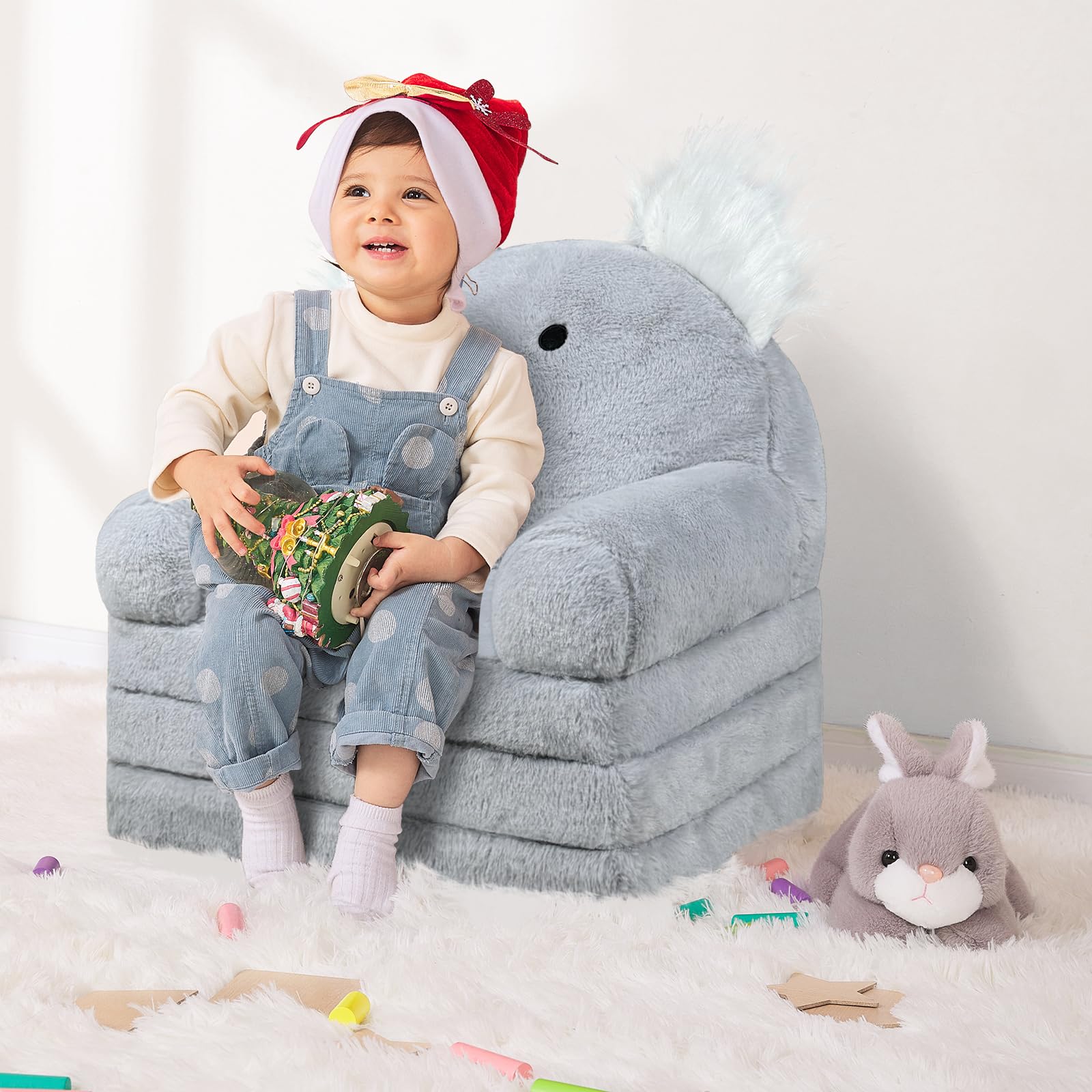 QIUODO Toddler Chair Plush with Removable Cover, Kids Sofa Bed to Lounger, Comfy Kids Couch for Kids Over 18 Months, Toddler Rec