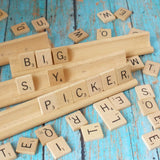 RHBLME 20 Pack Wooden Scrabble Tile Holders, Letter Replacement Racks Word Tray for Crafts, Game Stands, Mexican Train, Mahjong,