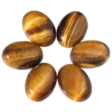 dssmboom 6 Pcs Oval Crystal Beads for Jewelry Making, Flat Back Tiger's Eye Stone Stone Cabochons for DIY Crafts Decoration, 13m