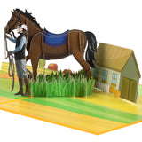 GREETING ART Horse Pop Up Card, Father's Day Card, Horse Card, Horse Birthday Card, Horse Thank You Card, Retirement Card, Horse