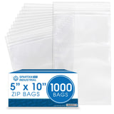 Spartan Industrial - 5X 10(1000 Count) 2 Mil Clear Reclosable Zip Plastic Poly Bags with Resealable Lock Seal Zipper