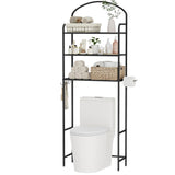 Cerlyunzan 3-Tier Over The Toilet Storage, Bathroom Organizer, Space-Saving, Above Toilet Storage Rack with 4 Hooks and Paper Ho