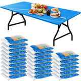 Boao 24 Pcs Summer Plastic Table Cloth Rectangle Picnic Table Covers Elastic Fitted Tablecloth, Disposable Waterproof for Campin
