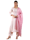 Libas Womens Yoke Design Cotton Blend Straight Kurta With Trousers And Dupatta