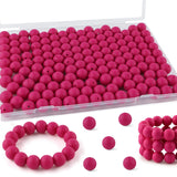 Kovict 200pcs Silicone Beads, 12mm Silicone Beads for Keychain Making, Pens Bracelet Necklace DIY Crafts(Magenta red)