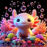 TCDZMYGS Diamond Art Kits for Adults,Cute Axolotl Diamond Painting Kits for Adults Beginner,5D DIY Round Full Drill Gem Crystal 