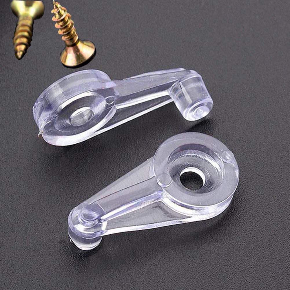 Hydanle Cabinet Door Glass Retainer Clips Kit, Plastic, Clear, Offset 4Mm, With Screws (Pack Of 20)