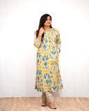 Gosriki Women'S Rayon Viscose A-Line Printed Kurta With Pant (Mandal Yellow-Gs_Xl_Yellow_X-Large),Yellow,,B0DVPCMH1M