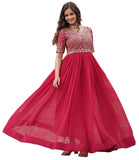 Wedani Faux Georgette Sequins-Work Anarkali Kurta Set For Women (In Alpha L Regular Red),Red,L,,,