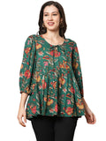Gosriki Women'S Tunics Tops Rayon Viscose Printed Short Top For Women (Silvi Green-Vks01-Gs_M_Green_Medium),Green,,B0DVQ5981C