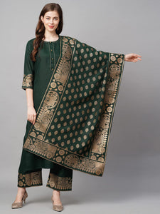 Gosriki Women'S Cotton Straight Kurta With Palazzo & Dupatta (Kpzd-Cot-10098-Green_Xxl-Go_Green_Xx-Large),Green,2,B09P658VKM