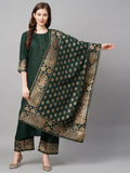 Gosriki Women'S Cotton Straight Kurta With Palazzo & Dupatta (Kpzd-Cot-10098-Green_M-Go_Green_Medium),Green,,B09P66GYLY