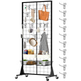 DEYEGELEA 2'x5.5' Ft Gridwall Panel Display Stands Heavy Duty Floor Standing Retail Display Rack with Triangle Base for Retail A