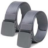 Sunshopping MenS Causal Nylon Canvas Tactical Adjustable Plastic Flap Buckle Belt Combo Set (Opd308) (Free Size, Grey)