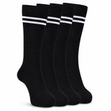 Rysn Boys & Girls Black In White Striped School Calf Socks, Pack Of 4 Pairs, 1113 Years