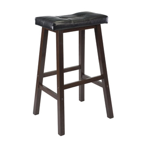 Winsome 3-Piece Harrington Drop Leaf High Table With 2 Cushion Saddle Seat Stools, 29-Inch, Brown