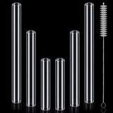 FoldTier 6 Pcs Borosilicate Glass Tube 12mm OD 2mm Thick Glass Blowing Tubes with Cleaning Brush (4,6,8 Inch,Clear)