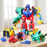 VEAIS Magnetic Transform Dinosaur Robot Toys,6 in 1 Transforming Robots Toy for Kids,Easy DIY Assembly Function,Toddler Robot Co