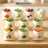 Deckline Reusable Cotton Vegetable Storage Bags for Fridge | Washable Breathable Ziplock Cloth Bags | Eco Friendly Plastic Free