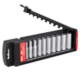 MAXPOWER 10PCS 1/4 drive Deep Socket Set, SAE, 6-ponit Sockets 3/16, 7/32, 1/4, 9/32, 5/16, 11/32, 3/8, 7/16, 1/2, 9/16