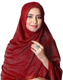 Ebadat WomenS Lightweight Viscose Cotton Hijab Red With Tassels | Soft & Breathable Scarf | Office Wear | Travel Use | Casual He
