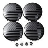 (Set of 4) for Chevrolet 3 1/4 inches=83mm Blackout American USA Flag Wheel Center Caps Covers HubCap fit Most 18&20&22 Rims for