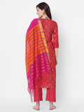 Gosriki Women'S Cotton Blend Straight Printed Kurta And Palazzos & Dupatta (Client Nw Red_S-Go_Red_Small),Red,,B0B9L7VV8P