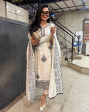 Gosriki Women'S Rayon Blend Straight Embroidered Kurta With Pant & Dupatta (Trp Off-White-Nw-Gs_M_White_Medium),White,,B0CWRYMCXT