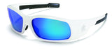 MCR Safety Glasses SR128B Swagger SR1 Blue Diamond Lens with UV Protection and Scratch Resistant Coating, White, 1 Pair