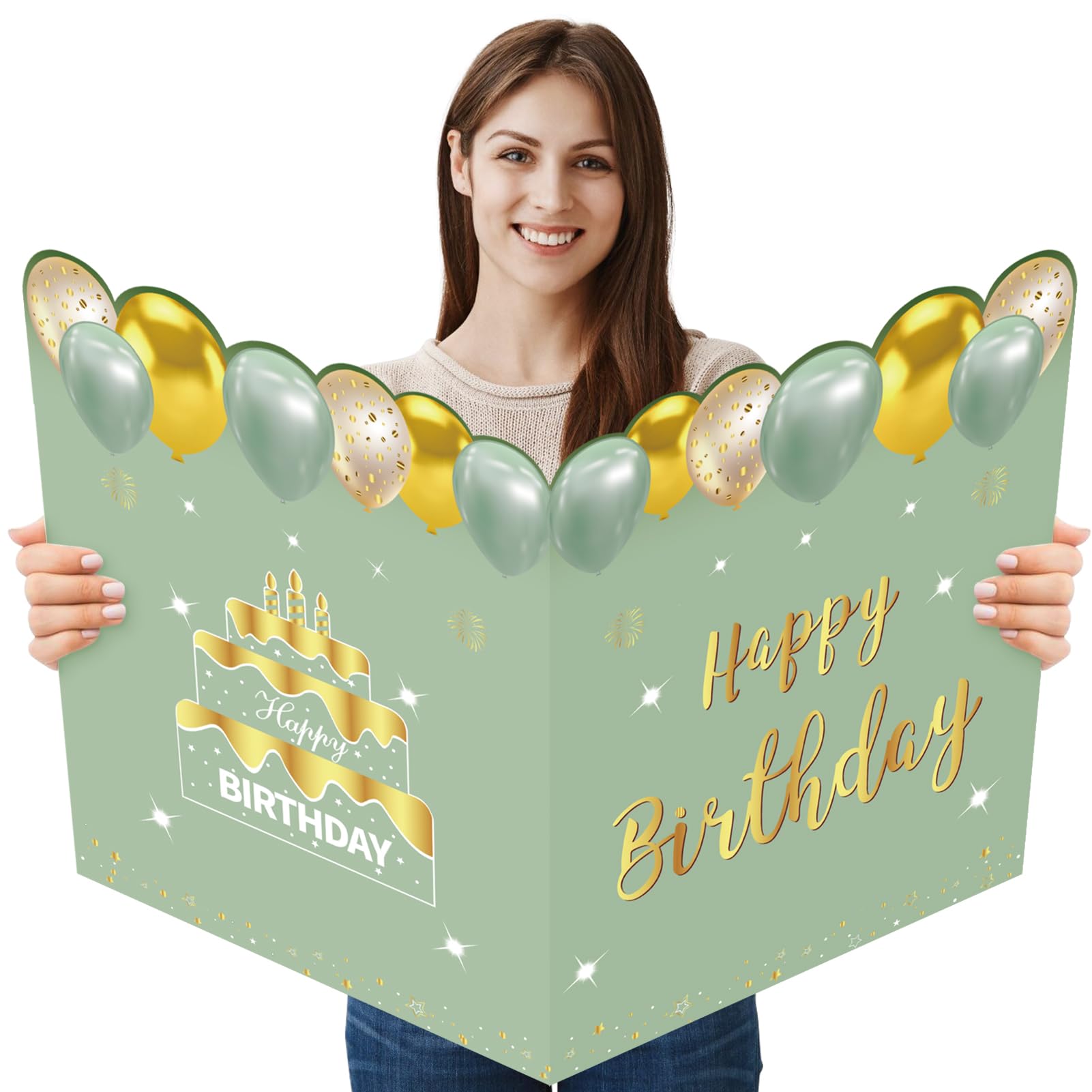 Zirtorei Large Birthday Card with Envelope, Giant Guest Book Happy Birthday Greeting Cards, Big Birthday Card Gifts Party Suppli