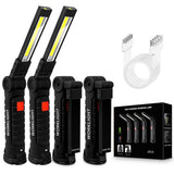 4Pack LED Work Lights, USB Rechargeable COB Light with Magnetic Base 360Rotate and 5 Modes, Folding Flashlight Inspection Light 