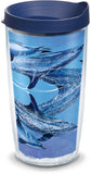Tervis Made in USA Double Walled Guy Harvey Insulated Tumbler Cup Keeps Drinks Cold & Hot, 16oz, Blue Dolphins