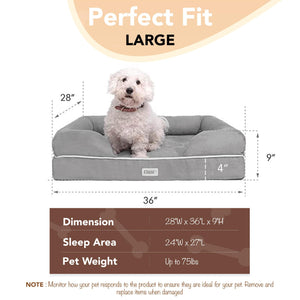 Friends Forever Large Dog Bed, Orthopedic Dog Sofa Memory Foam Mattress, Calming Dog Couch Bed, Wall Rim Pillow, Water Resistant