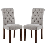COLAMY Button Tufted Dining Chairs Set of 2, Parsons Upholstered Fabric Dining Room Chairs Kitchen Chairs with Wood Legs and Pad
