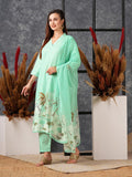 Gosriki Women'S Cotton Blend Straight Printed Kurta With Pant & Dupatta (Gosala See Green-Gs_L_See Green_Large),See Green,,B0D578WPB9