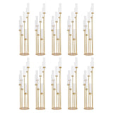 Gold Candelabra Wedding Centerpieces for Tables,Tall Floor Candelabra Fluted Candle Holder Set with Acylic Lamp for Baby Shower 