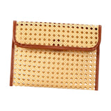 Zoomella Rattan Clutch Purse Fashion Versatile Summer Shoulder Bag For Holiday Picnic Brown