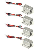 QWORK Electromagnetic Solenoid Lock, 4 Pcs Mini Door Drawer Tongue Down DC 12V Slim Design Assembly for Cabinet Door Drawer Safe