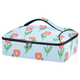 SyXIOP Insulated Casserole Carrier Bag Cartoon Tulips Flower Blue