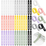 Tellegloww 42 Pcs Silicone Cable Ties Reusable Cord Straps Multipurpose Elastic Cable Organizer for Bundling Fastening Earphone 