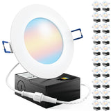 Sunco 20 Pack 4 Inch LED Recessed Lights, Canless Ceiling Light Slim, 650 LM, 10W, Selectable CCT 2700K/3000K/4000K/5000K/6000K,