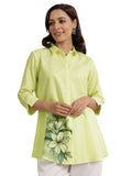 Libas Women'S Cotton Blend Floral Printed Straight Kurtis (98012O_Lime_L)