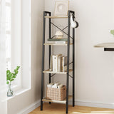 Hzuaneri Ladder Shelf, Bookshelf Bookcase, Freestanding Corner Storage Shelve with 2 Hooks for Home Office, Living Room, Kitchen