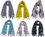 Fusfus WomenS Printed Chiffon Scarves And Stoles, Free Size(Multicolour, Fs2126) Pack Of 6 (Multicolor1)