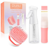 DUAIU Hair Oil Applicator with Continuous Spray Bottle Hair Scalp Massager, Silicone Root Comb Applicator Bottle Shampoo Brush a