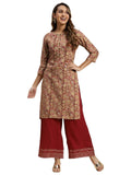 rangita Womens Rayon Straight Kurti, Rust, 48