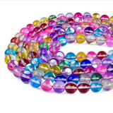 Asingeloo 10mm Mix Color Angel Aura Round Gemstone Polished Mermaid Aura Moonstone Smooth Stone Loose Beads Crystal Quartz for D