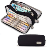 Pencil Case SEBELI Large Capacity 3 Compartments Canvas Makeup Cosmetic Pouch for Teens Adults Boys Girls School Students Office