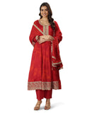 Libas Women'S Silk Chiffon Kurta Sets (99267_Red_L)