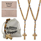 Bethlehem 2-Pack Certified Wooden Rosary from Olive Wood - Our Father Christian Catholic Wooden Prayer Beads in Cotton Rosary Po